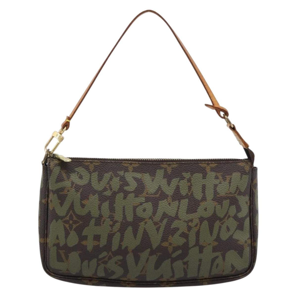 LOUIS VUITTON Monogram Graffiti Pochette Accessoires Khaki M92191 Auth bs36205A