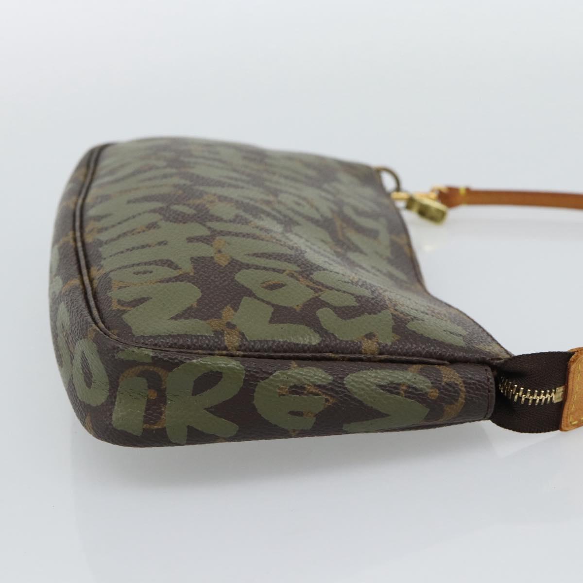 LOUIS VUITTON Monogram Graffiti Pochette Accessoires Khaki M92191 Auth bs36205A