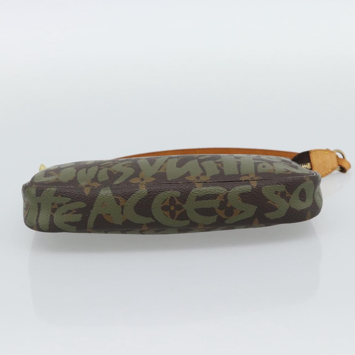 LOUIS VUITTON Monogram Graffiti Pochette Accessoires Khaki M92191 Auth bs36205A