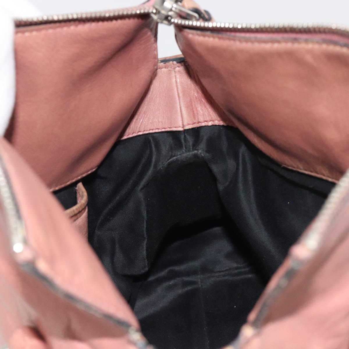 Miu Miu Side Ribbon Hand Bag Leather 2way Pink Silver Auth bs36207