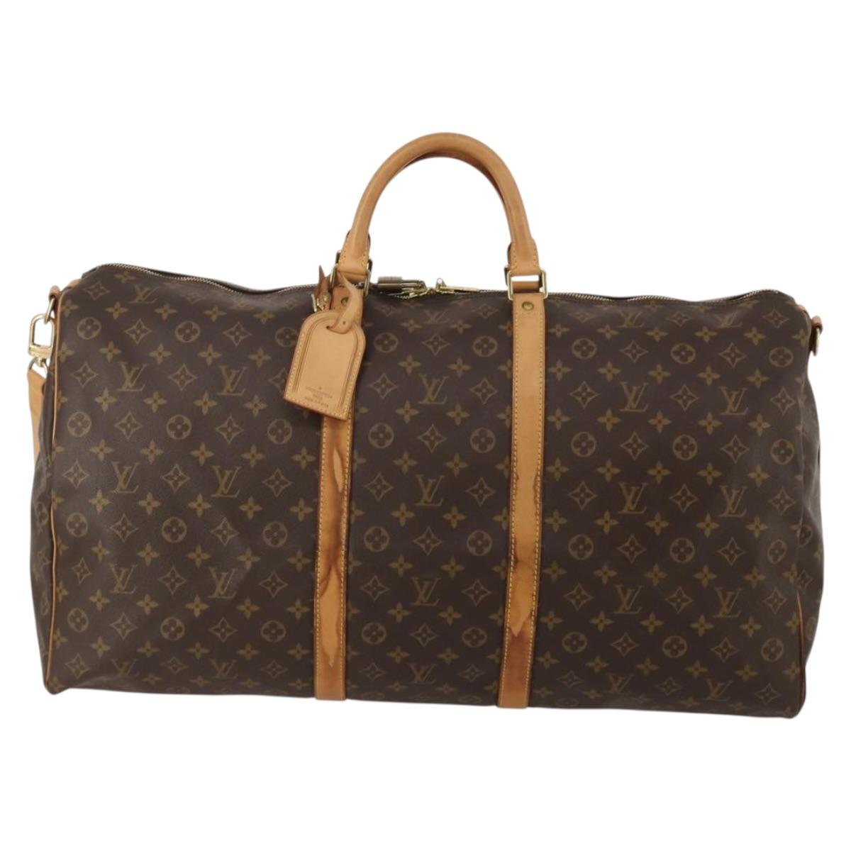 LOUIS VUITTON Monogram Keepall Bandouliere 60 Boston Bag M41412 LV Auth bs36220