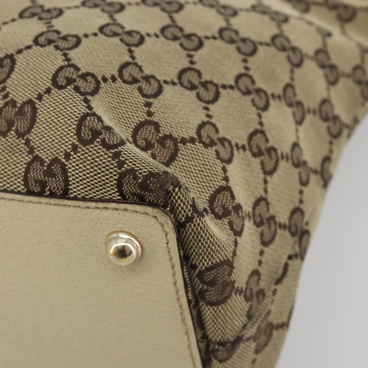 GUCCI GG Canvas Tote Bag Beige Gold 139552 Auth bs36222