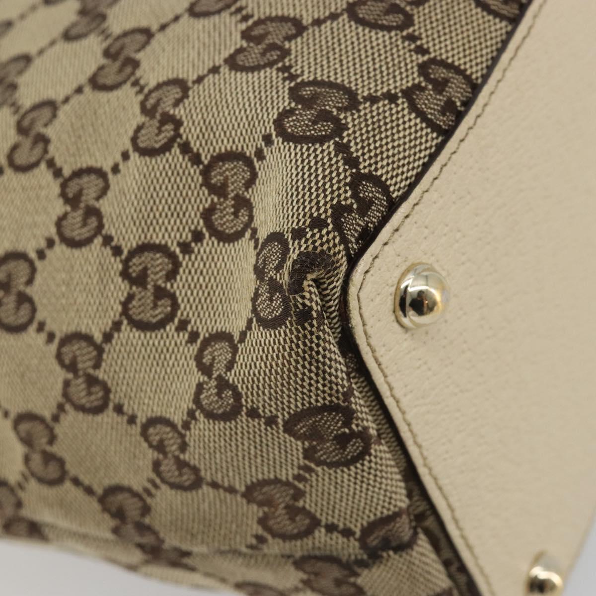 GUCCI GG Canvas Tote Bag Beige Gold 139552 Auth bs36222