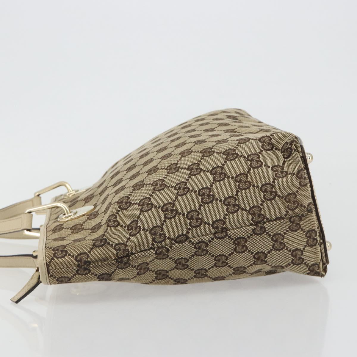 GUCCI GG Canvas Tote Bag Beige Gold 139552 Auth bs36222