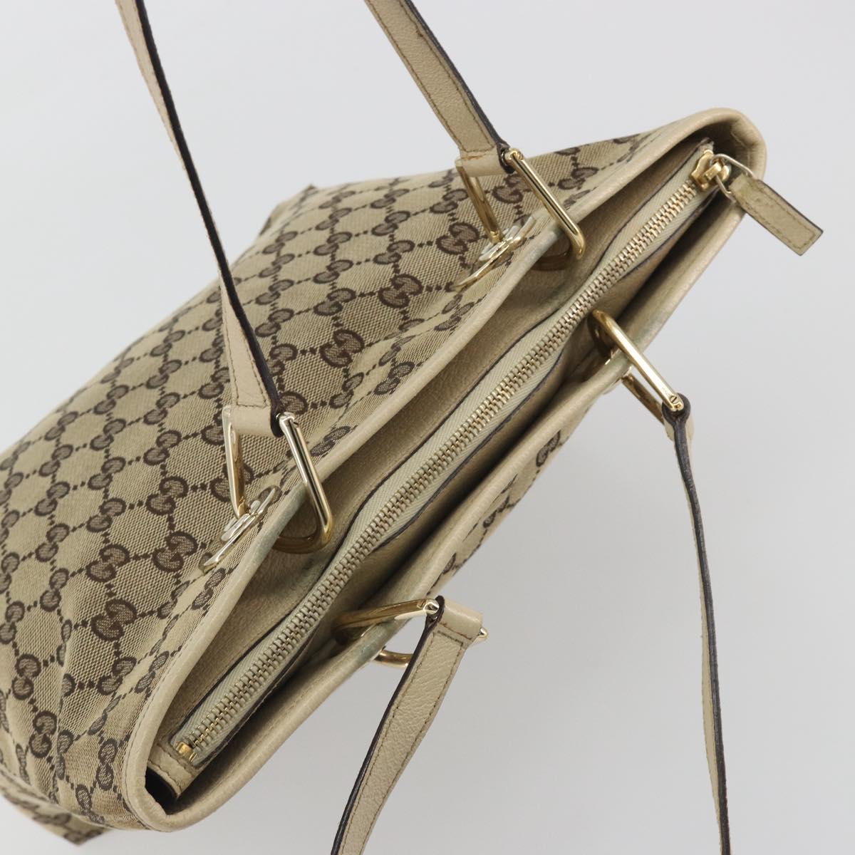 GUCCI GG Canvas Tote Bag Beige Gold 139552 Auth bs36222