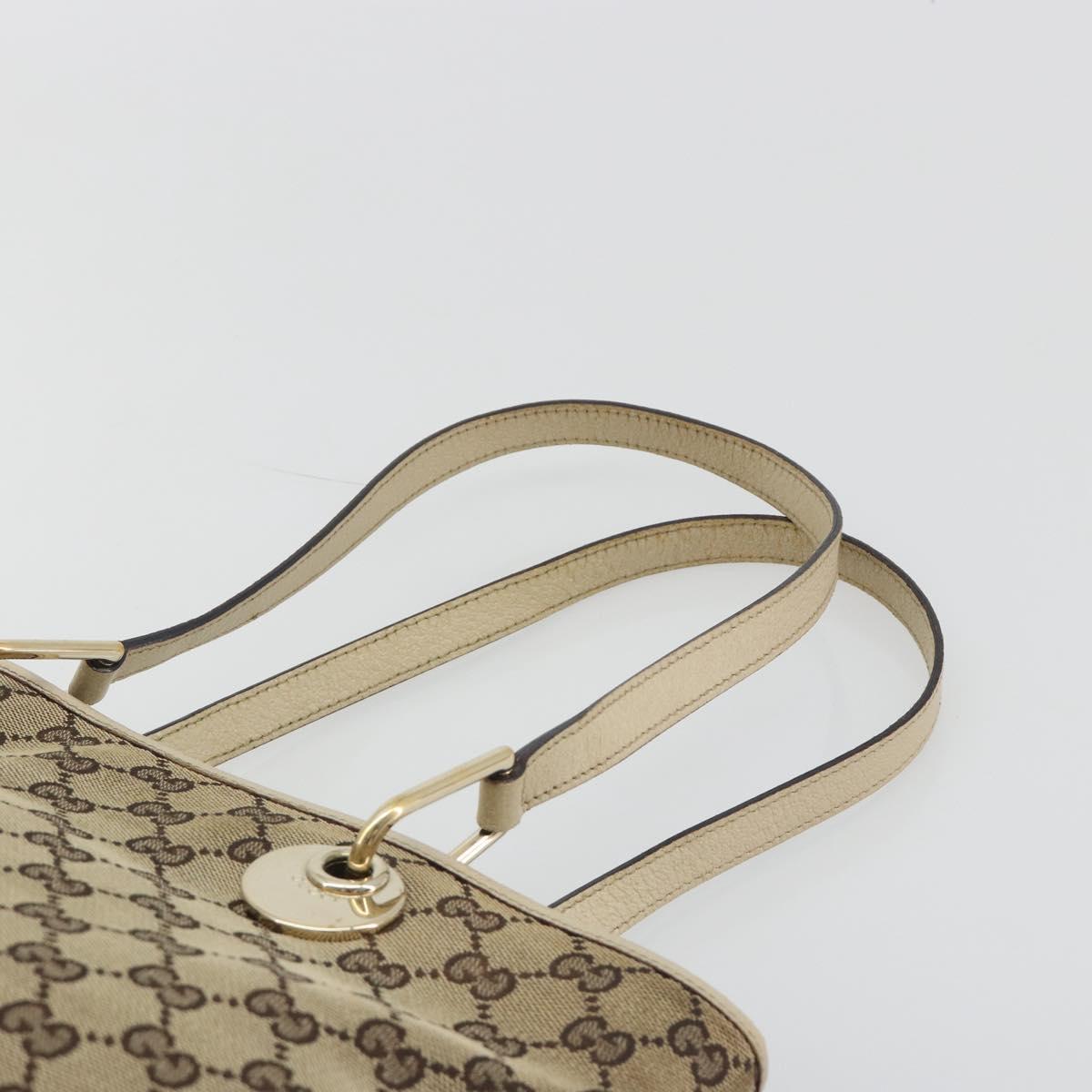 GUCCI GG Canvas Tote Bag Beige Gold 139552 Auth bs36222