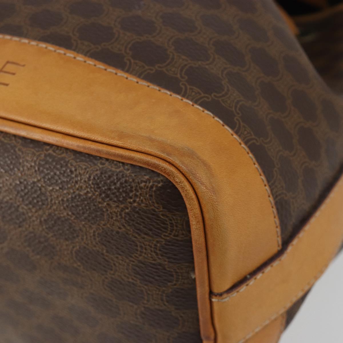 CELINE Macadam Canvas Shoulder Bag PVC Leather Brown Gold Auth bs36223
