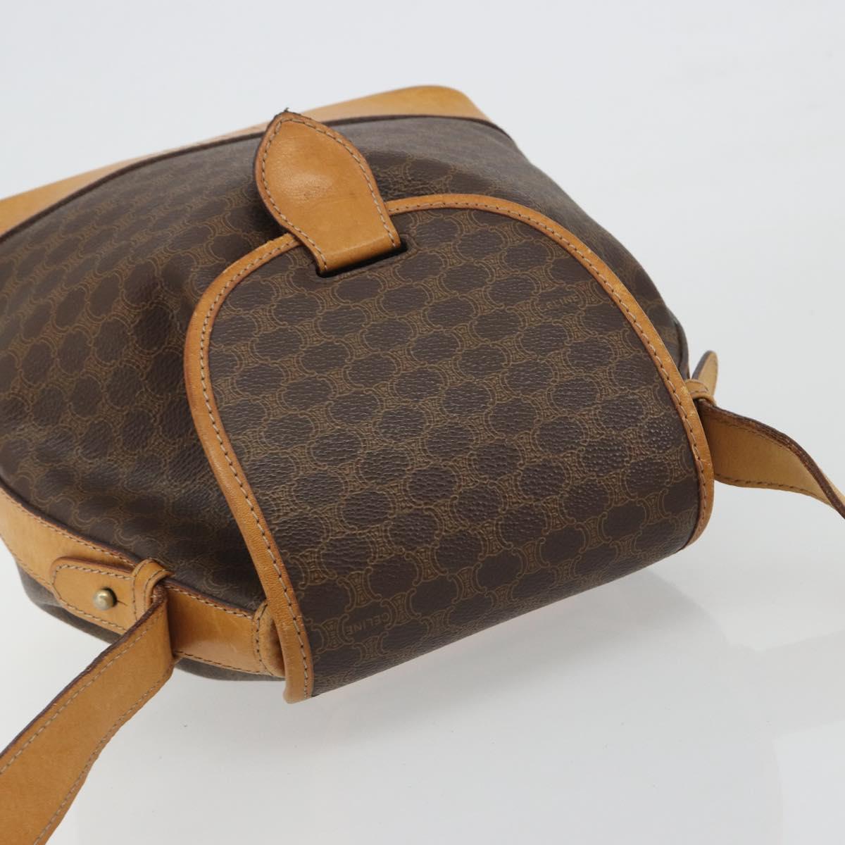 CELINE Macadam Canvas Shoulder Bag PVC Leather Brown Gold Auth bs36223