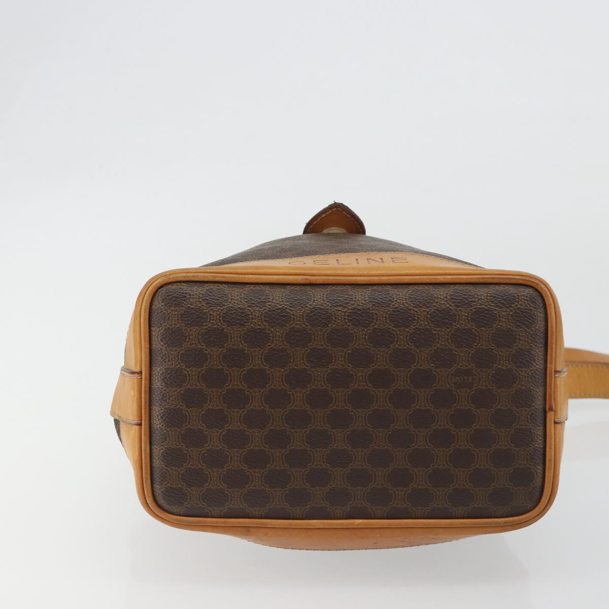 CELINE Macadam Canvas Shoulder Bag PVC Leather Brown Gold Auth bs36223