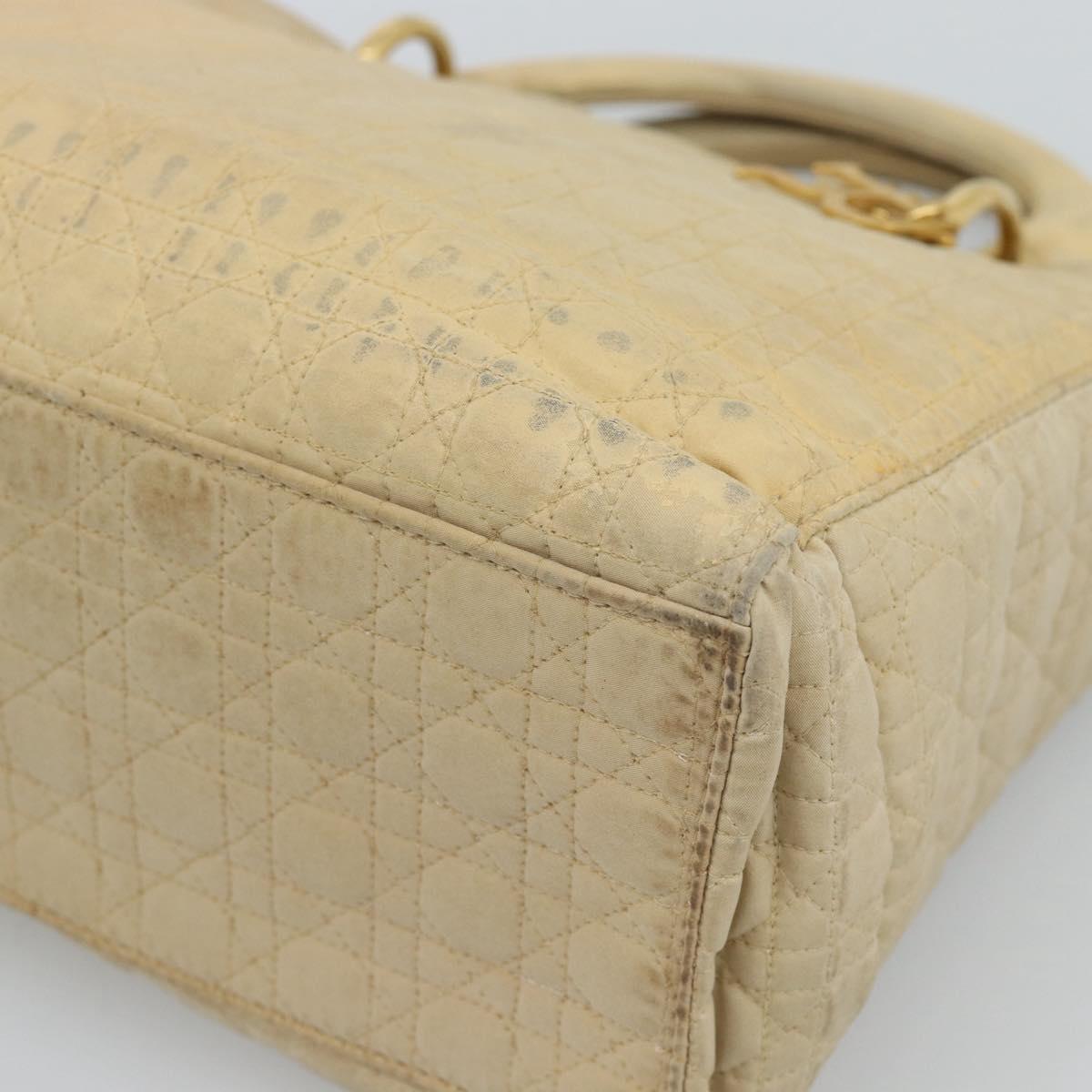 Christian Dior Canage Hand Bag Canvas Beige Gold Auth bs36229
