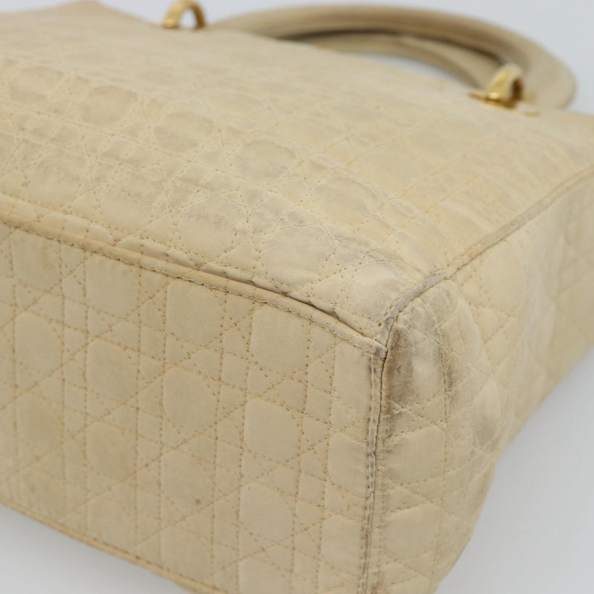 Christian Dior Canage Hand Bag Canvas Beige Gold Auth bs36229