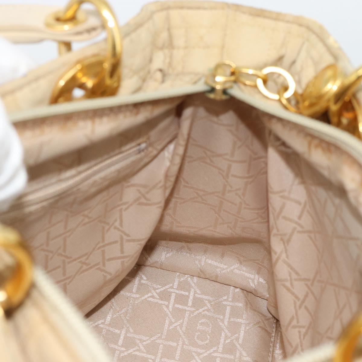 Christian Dior Canage Hand Bag Canvas Beige Gold Auth bs36229