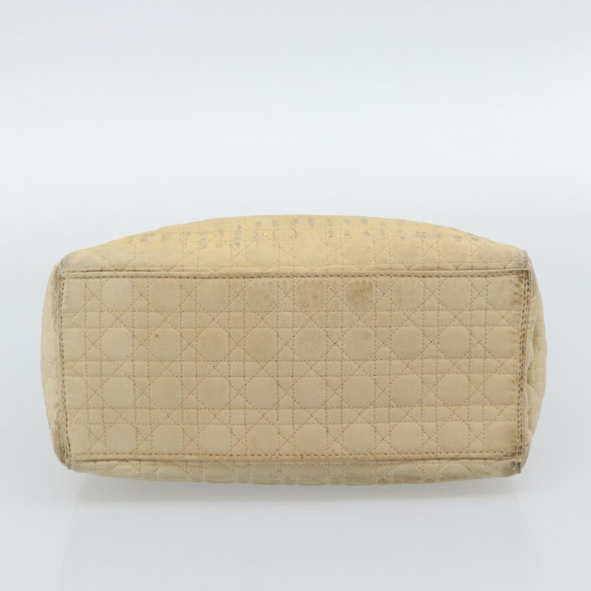 Christian Dior Canage Hand Bag Canvas Beige Gold Auth bs36229