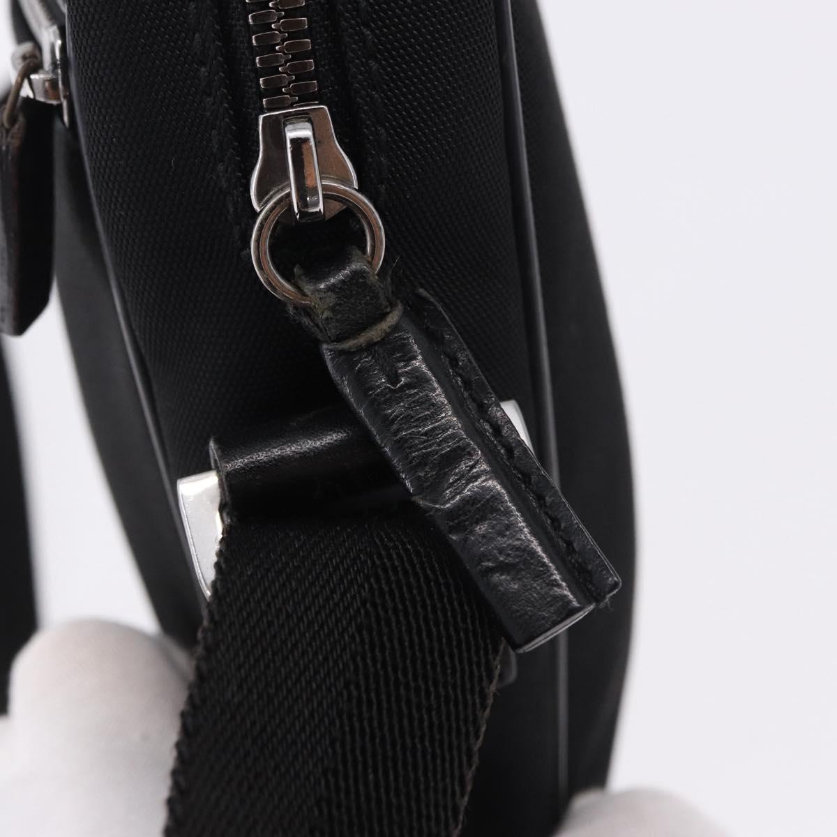 GUCCI Shoulder Bag Canvas Black Silver 101680 Auth bs36230