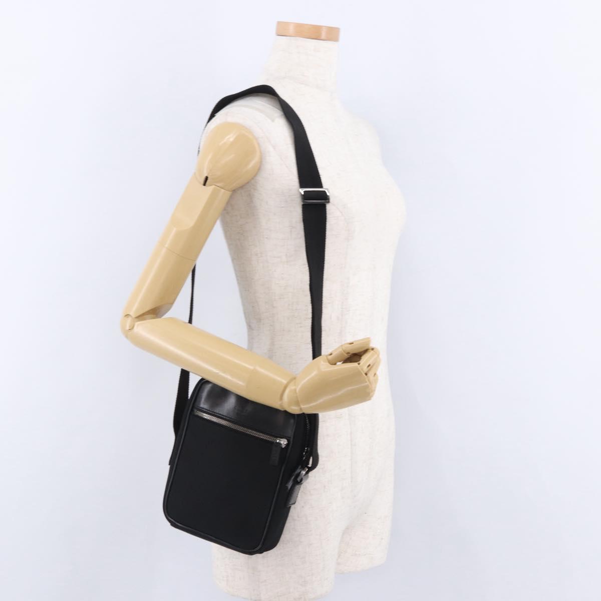 GUCCI Shoulder Bag Canvas Black Silver 101680 Auth bs36230