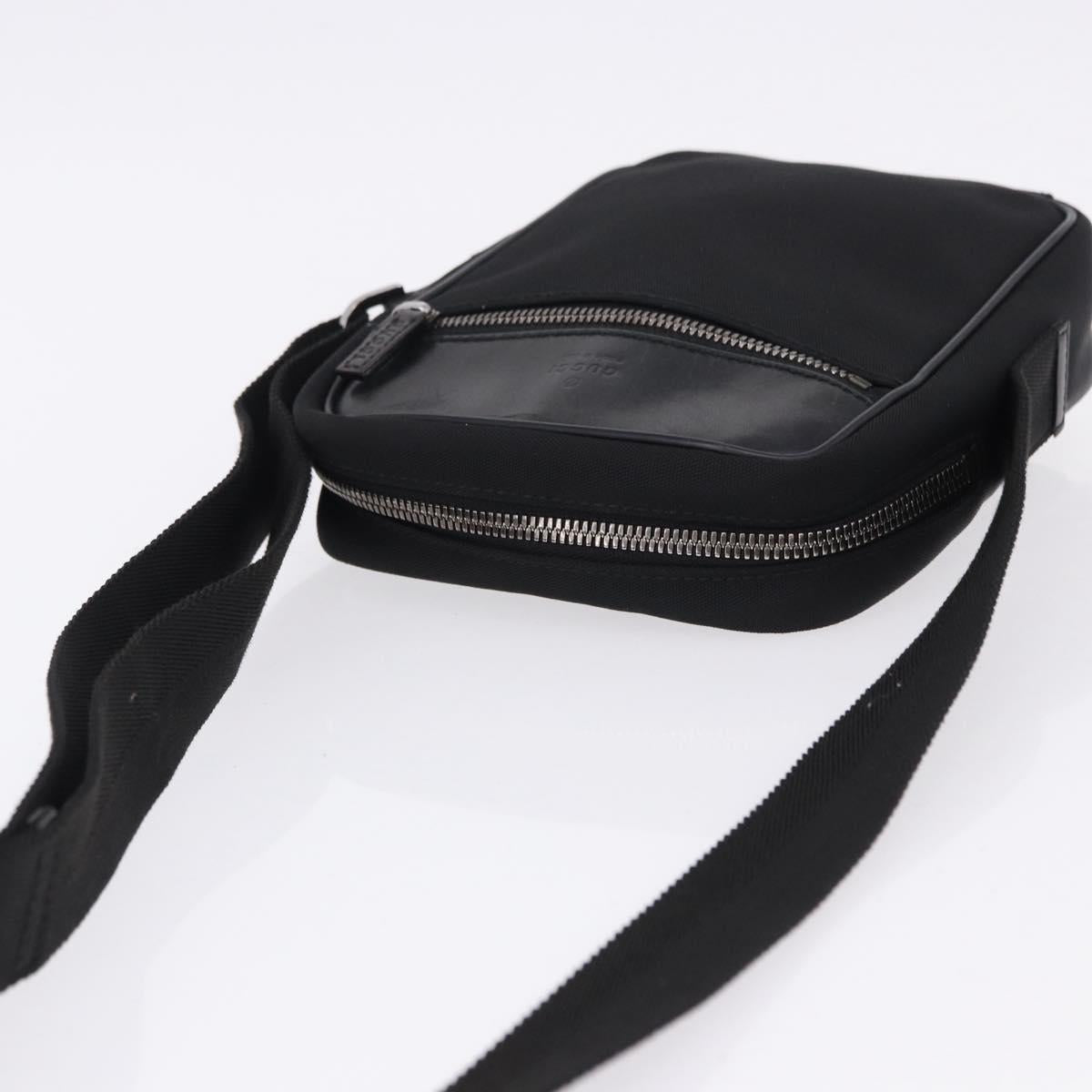 GUCCI Shoulder Bag Canvas Black Silver 101680 Auth bs36230