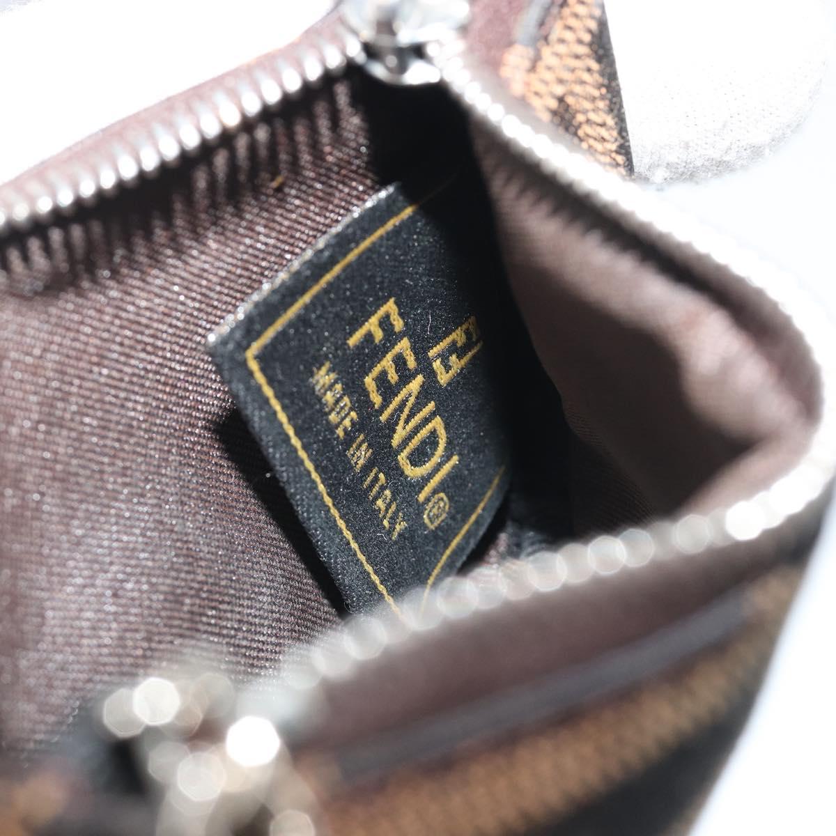 FENDI Zucca Canvas Coin Purse Brown Black Auth bs36231V