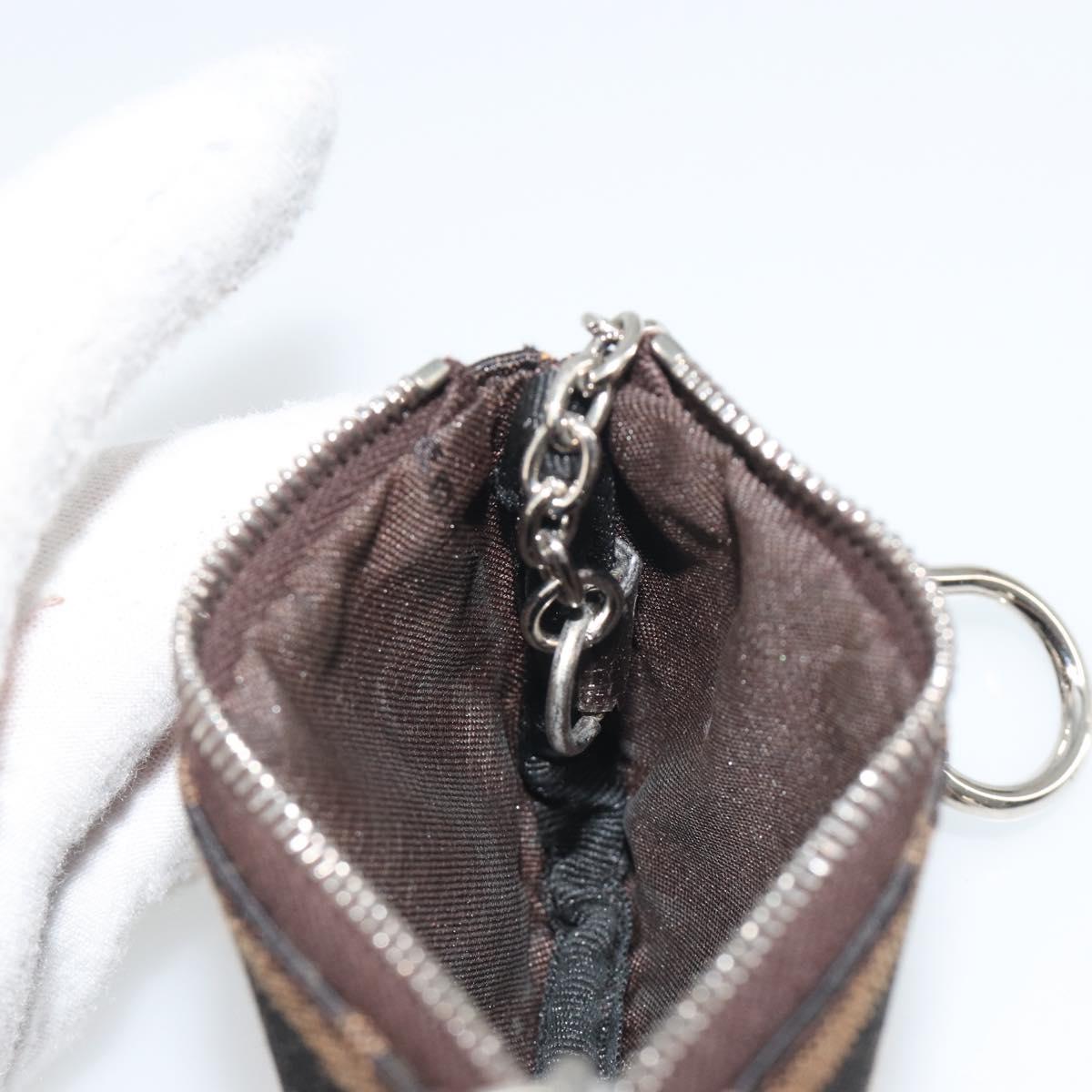 FENDI Zucca Canvas Coin Purse Brown Black Auth bs36231V