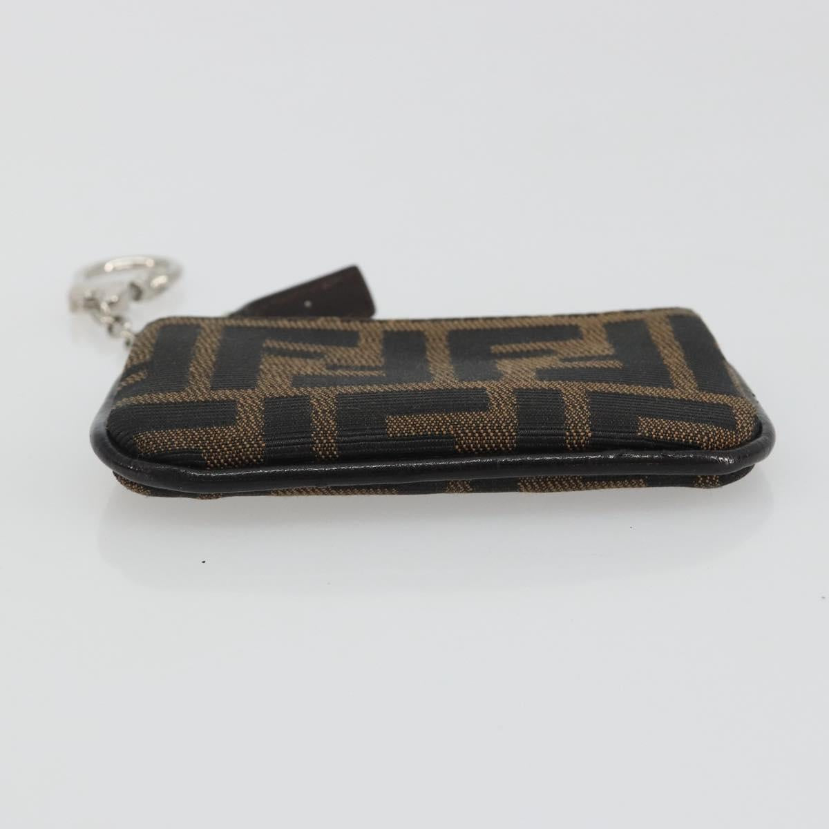 FENDI Zucca Canvas Coin Purse Brown Black Auth bs36231V
