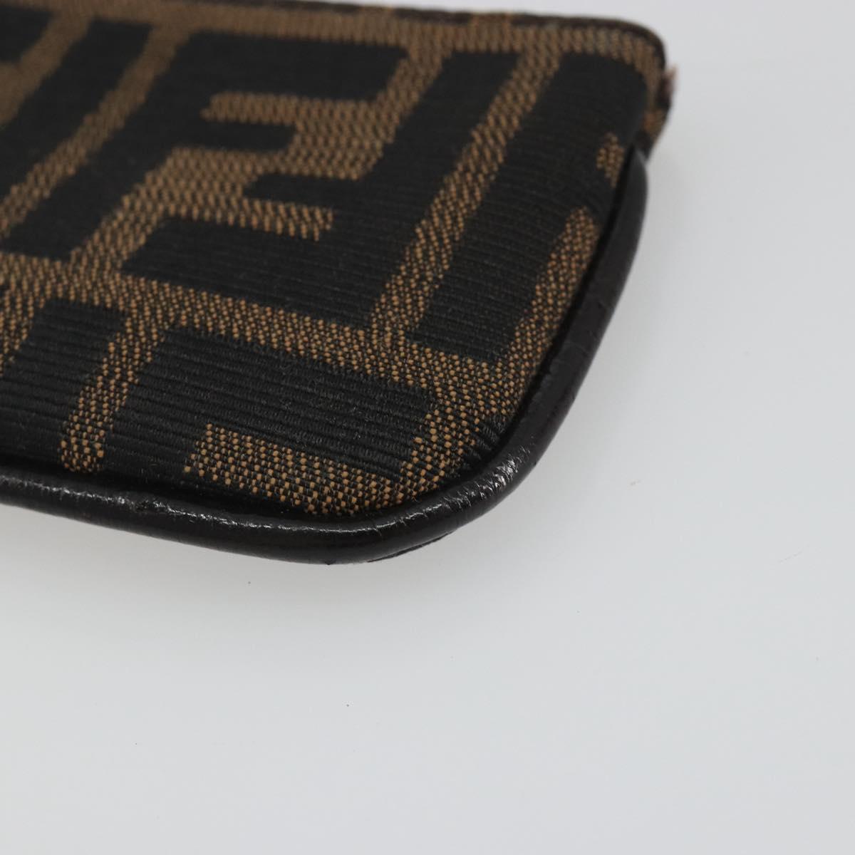 FENDI Zucca Canvas Coin Purse Brown Black Auth bs36231V