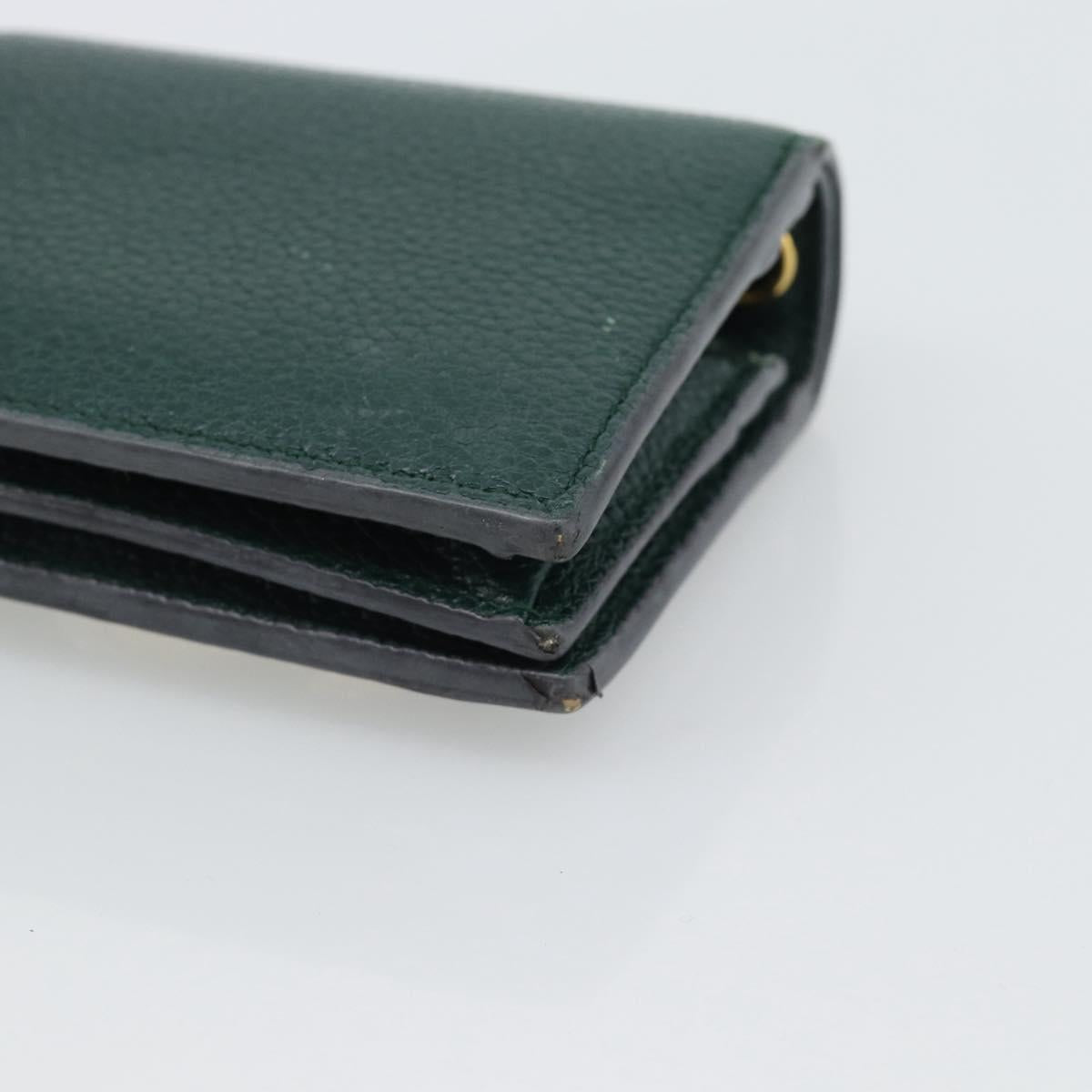 GUCCI Zumi Bifold Wallet Leather Green Gold 570660 Auth bs36232
