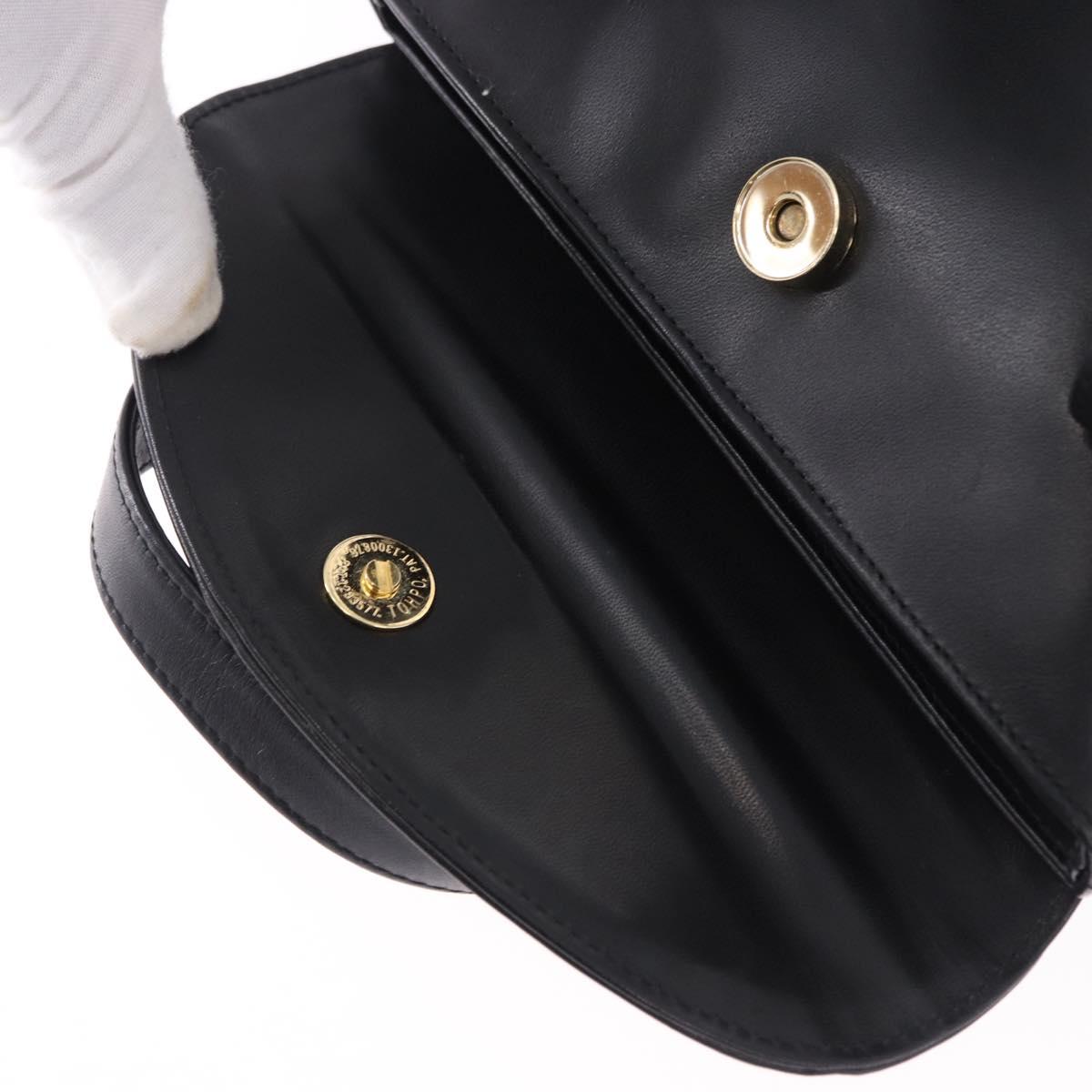 GIVENCHY Hand Bag Leather Black Gold Auth bs36233A