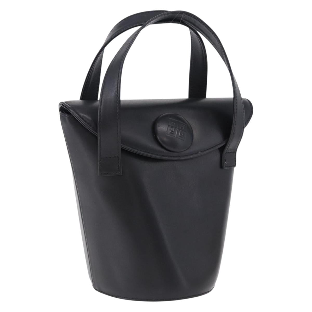 GIVENCHY Hand Bag Leather Black Gold Auth bs36233A