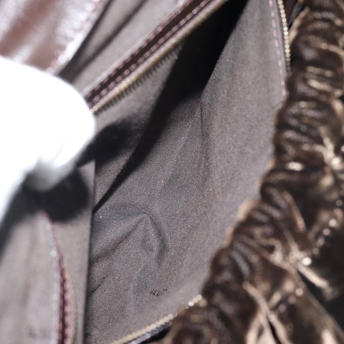 FENDI Hand Bag Velor Brown Gold Auth bs36234