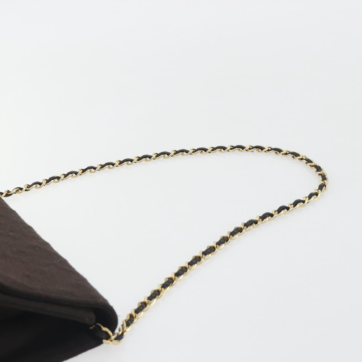 CHANEL Matelasse Chain Shoulder Bag Cotton Brown Gold CC Auth bs36235