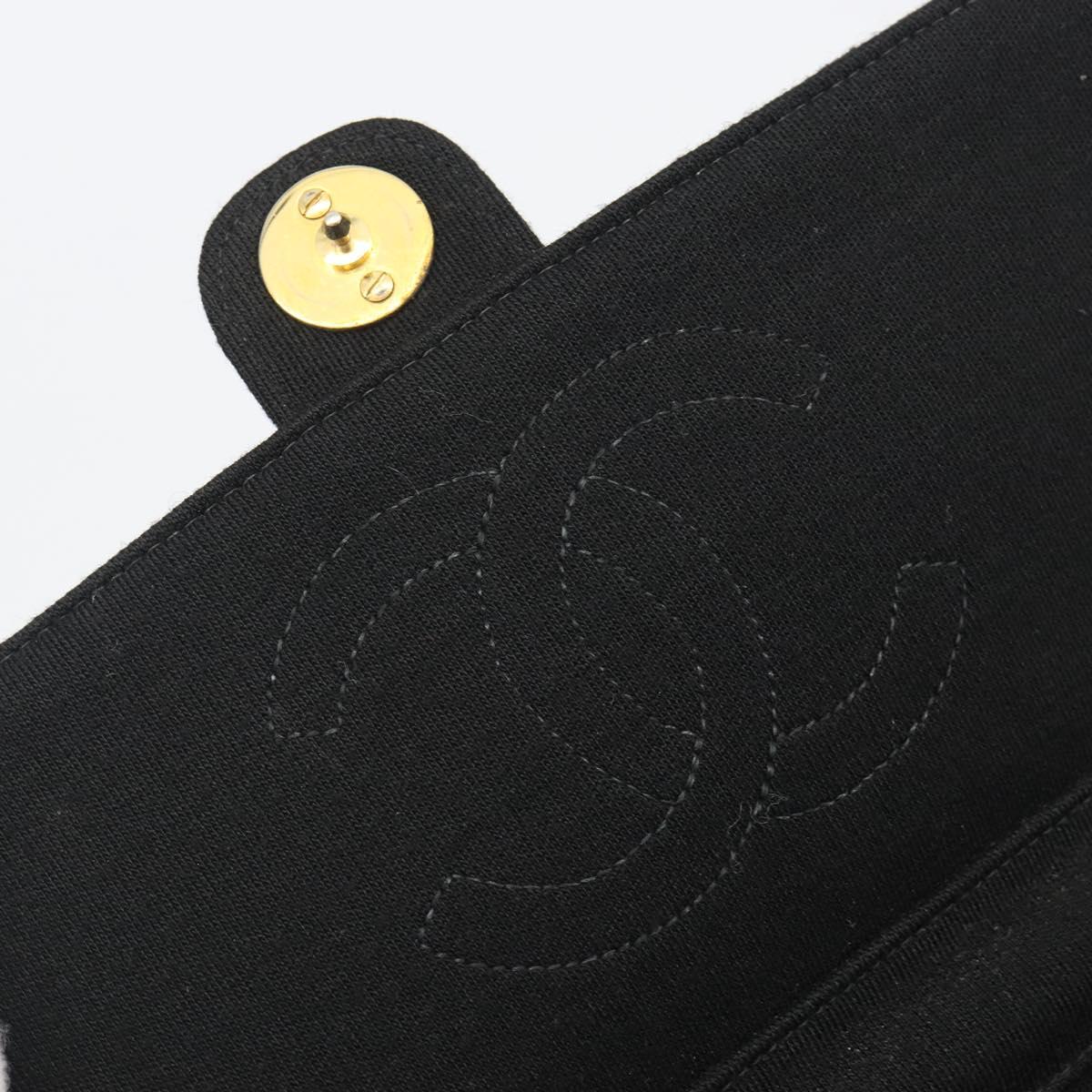 CHANEL Matelasse Chain Shoulder Bag Cotton Black Gold CC Auth bs36236