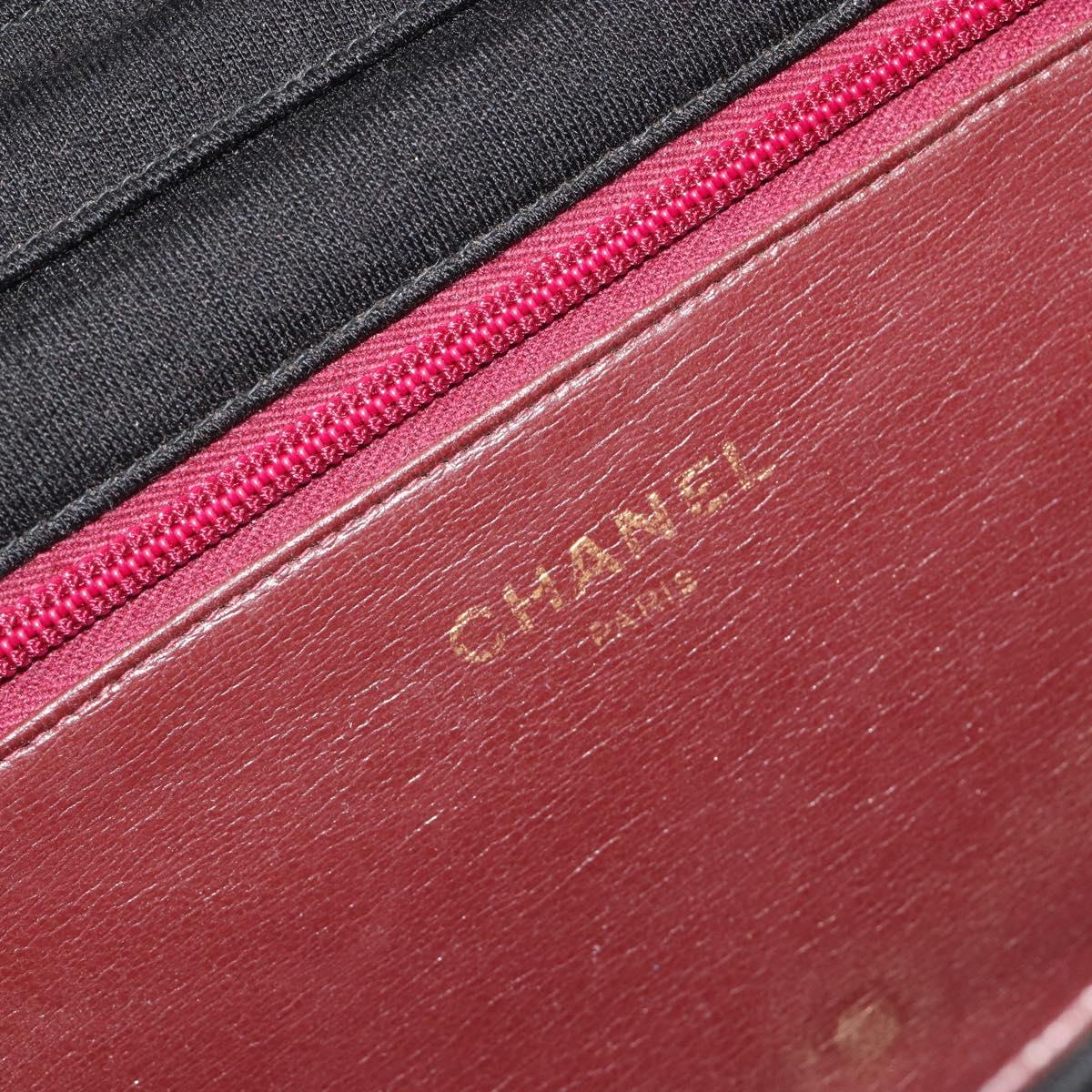 CHANEL Matelasse Chain Shoulder Bag Cotton Black Gold CC Auth bs36236