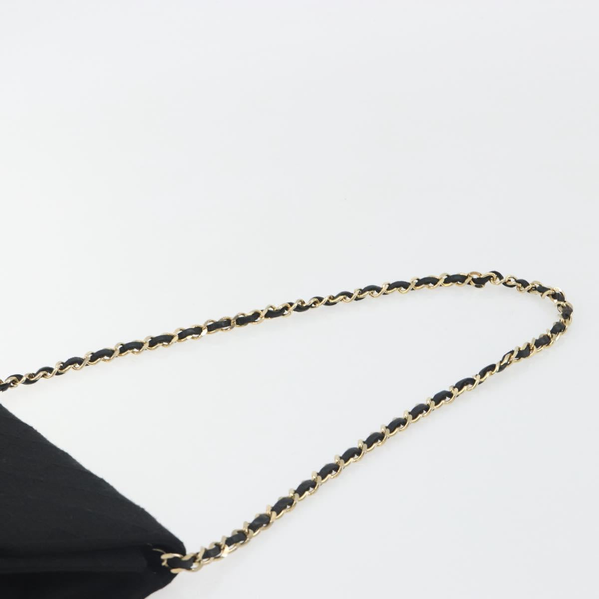 CHANEL Matelasse Chain Shoulder Bag Cotton Black Gold CC Auth bs36236