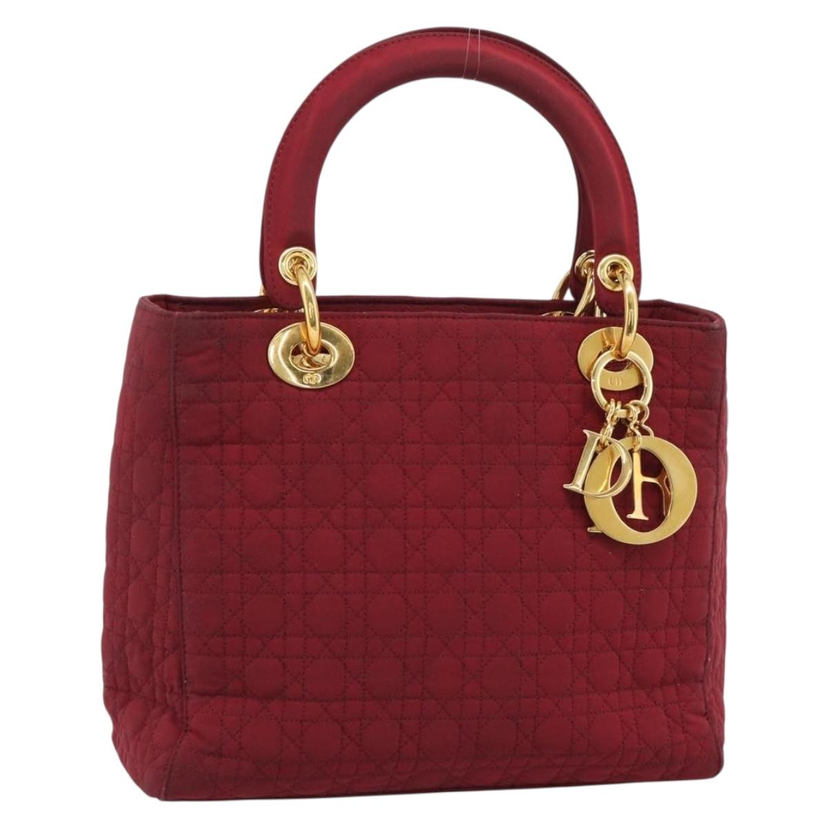 Christian Dior Canage Hand Bag Canvas Red Gold Auth bs36238