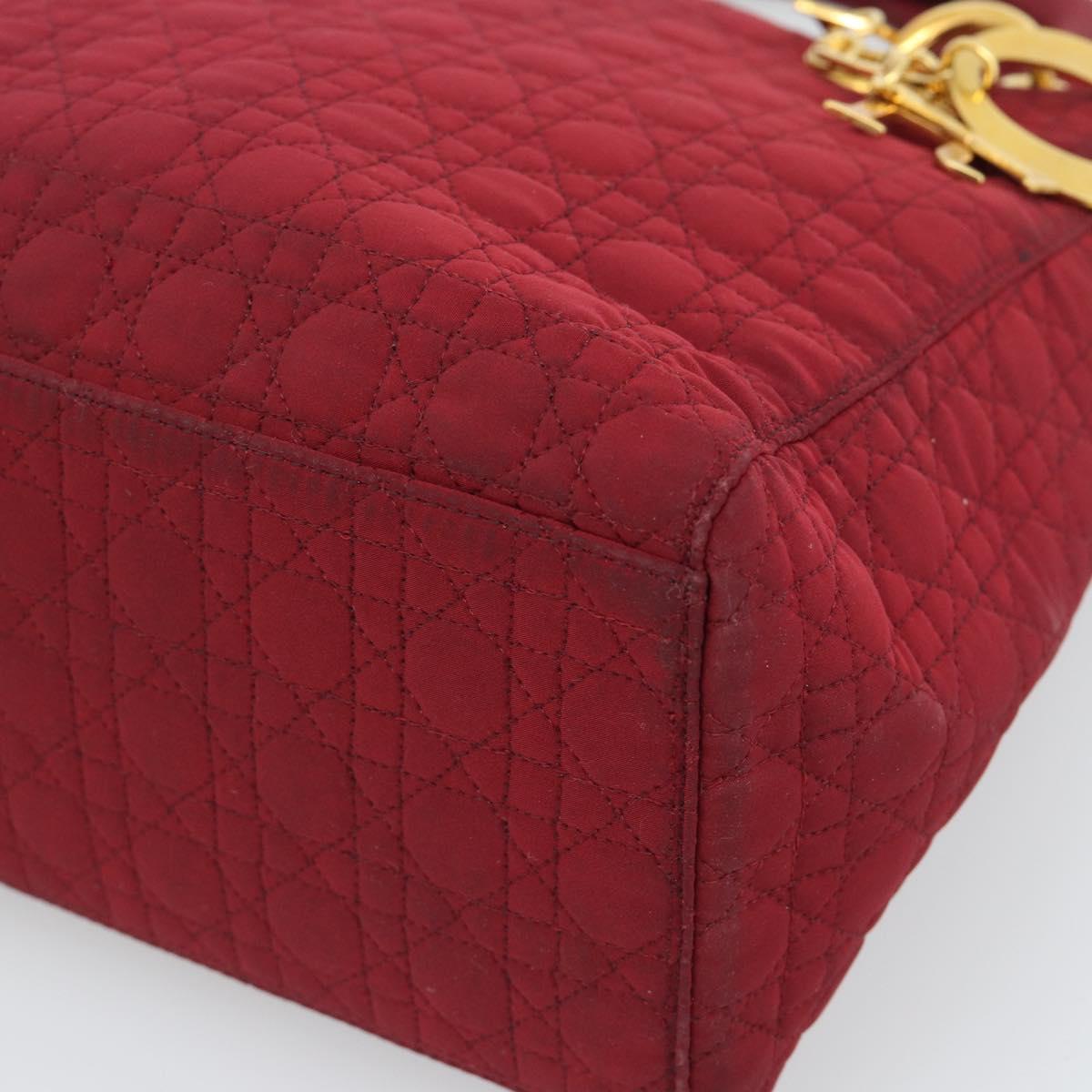 Christian Dior Canage Hand Bag Canvas Red Gold Auth bs36238