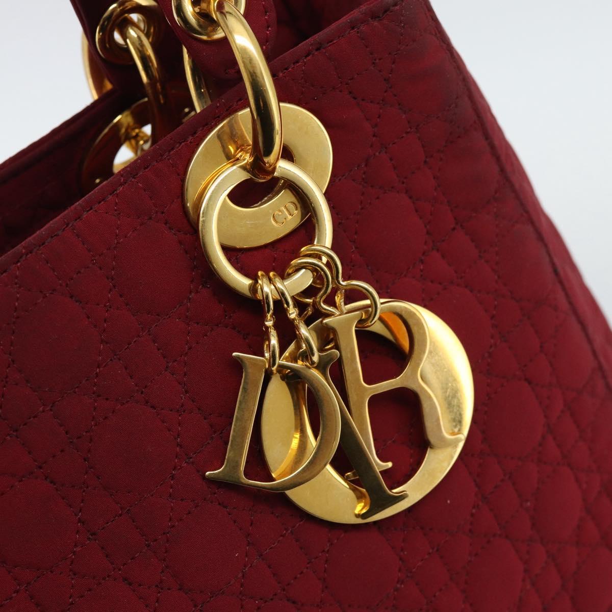 Christian Dior Canage Hand Bag Canvas Red Gold Auth bs36238