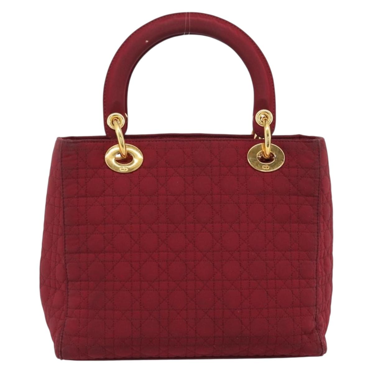 Christian Dior Canage Hand Bag Canvas Red Gold Auth bs36238