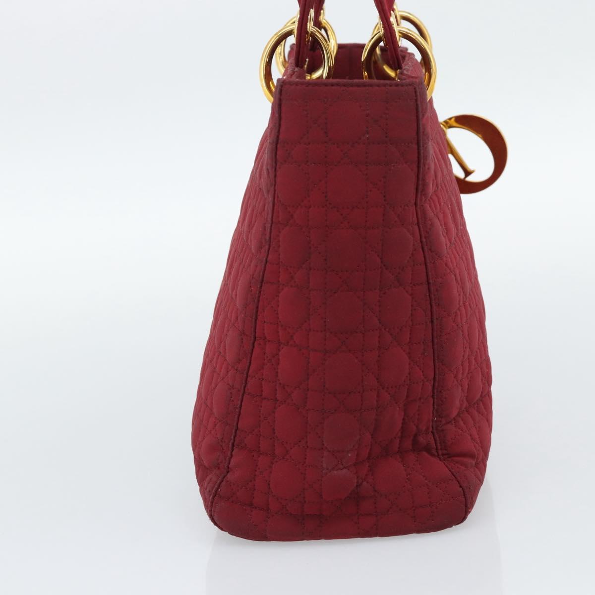 Christian Dior Canage Hand Bag Canvas Red Gold Auth bs36238