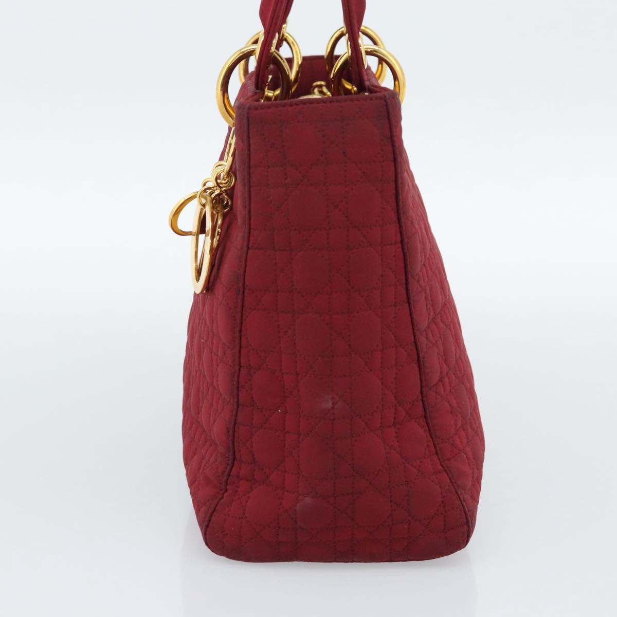 Christian Dior Canage Hand Bag Canvas Red Gold Auth bs36238