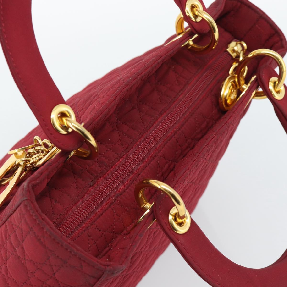 Christian Dior Canage Hand Bag Canvas Red Gold Auth bs36238