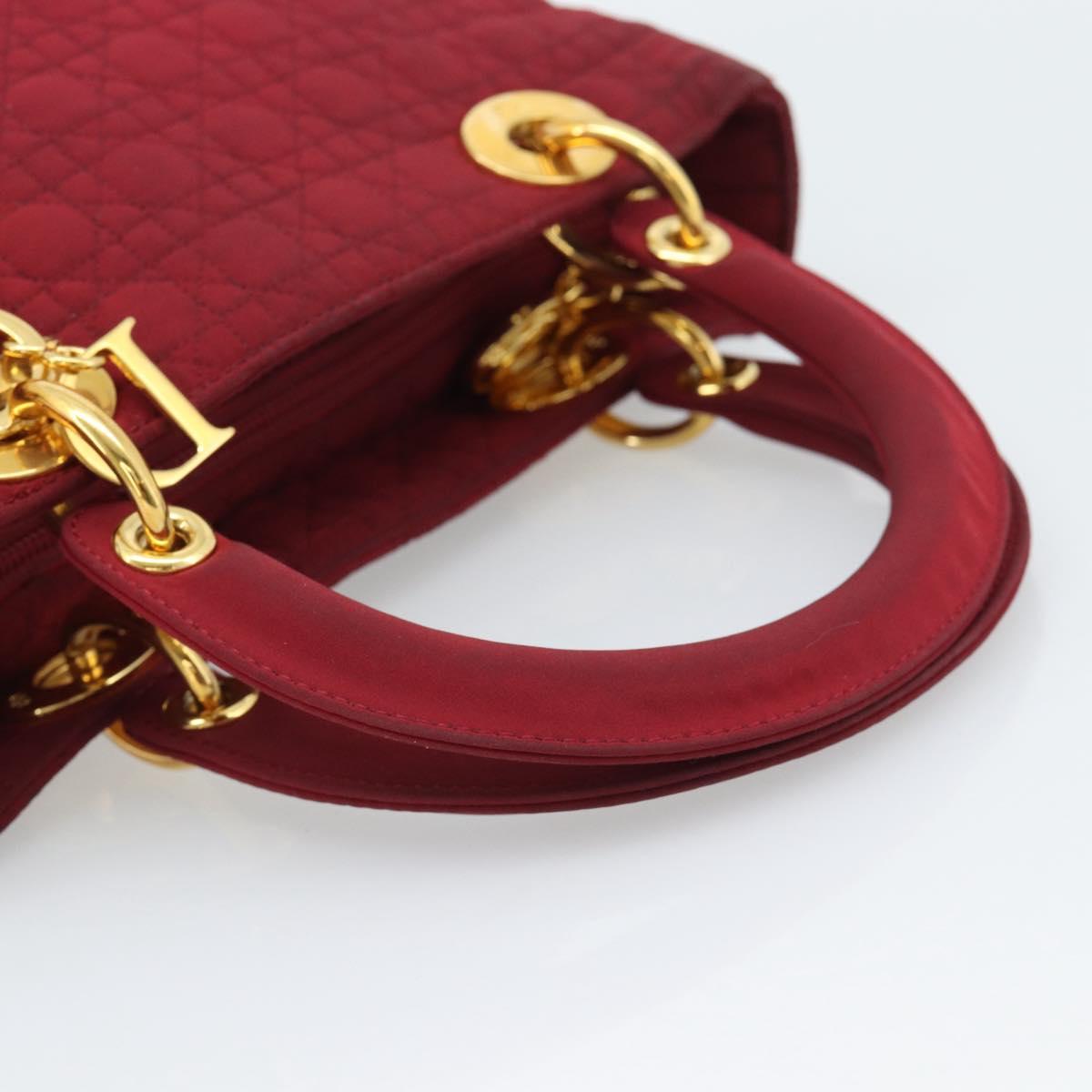 Christian Dior Canage Hand Bag Canvas Red Gold Auth bs36238