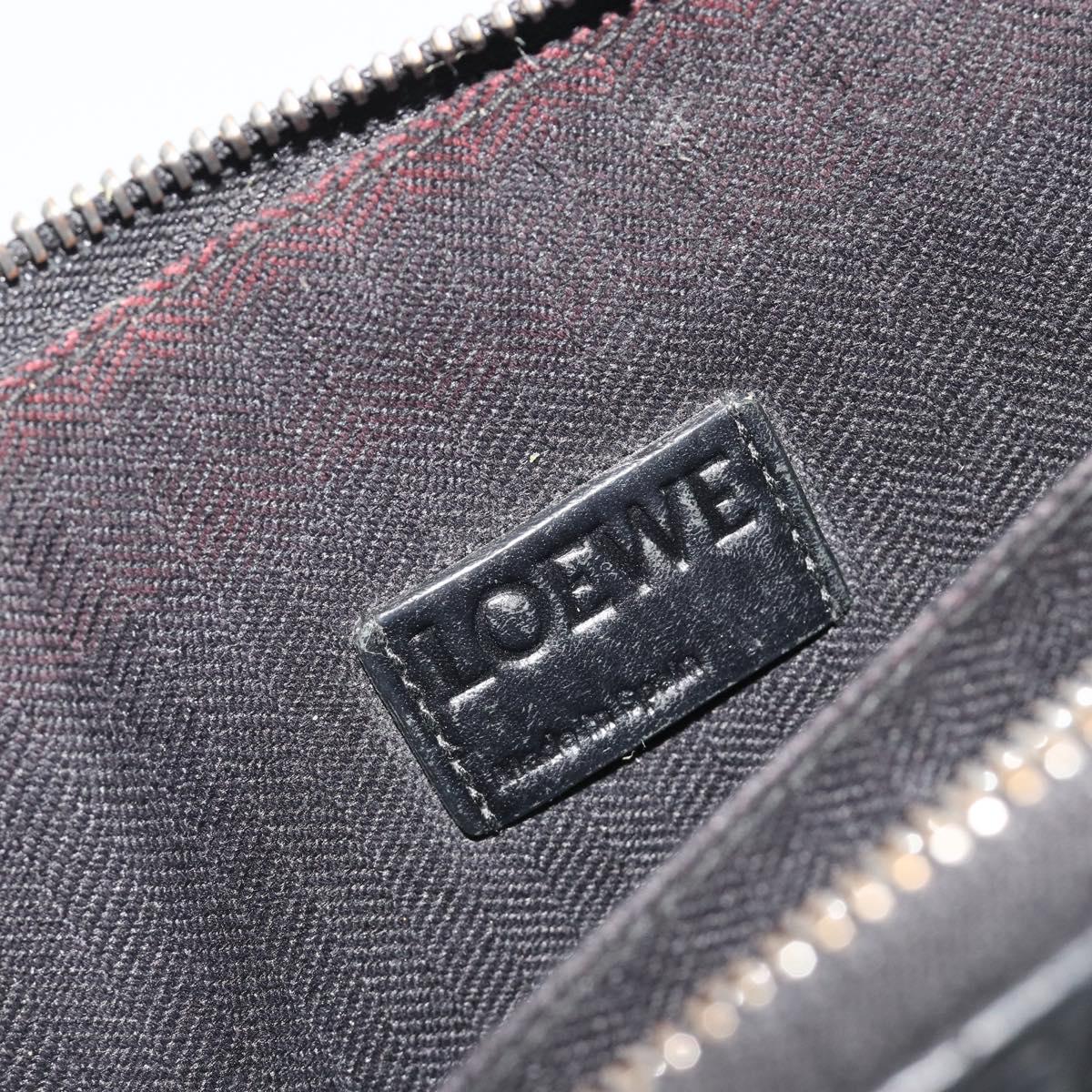 LOEWE Anagram Long Wallet Leather Black Silver Auth bs36239