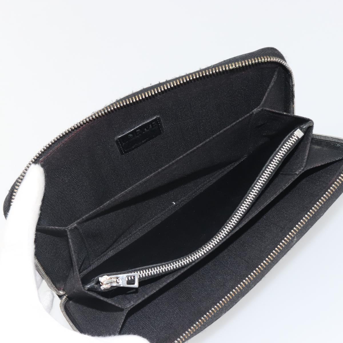 LOEWE Anagram Long Wallet Leather Black Silver Auth bs36239