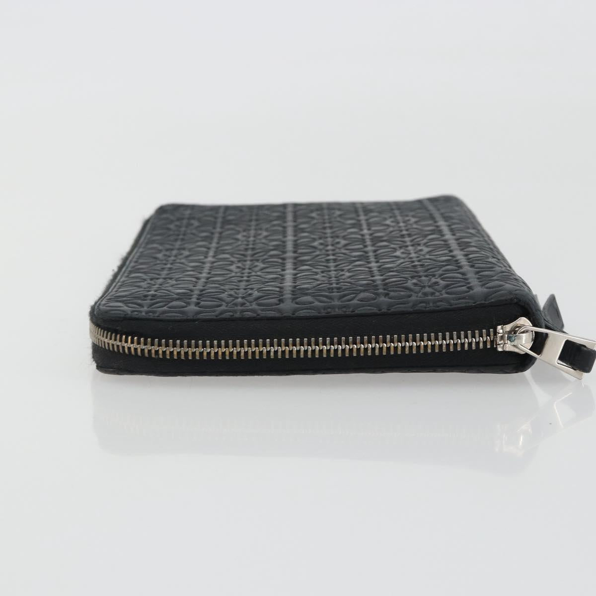 LOEWE Anagram Long Wallet Leather Black Silver Auth bs36239