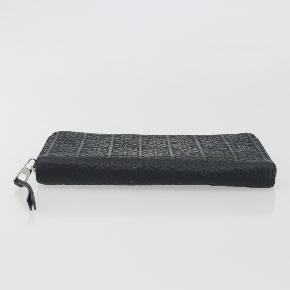 LOEWE Anagram Long Wallet Leather Black Silver Auth bs36239