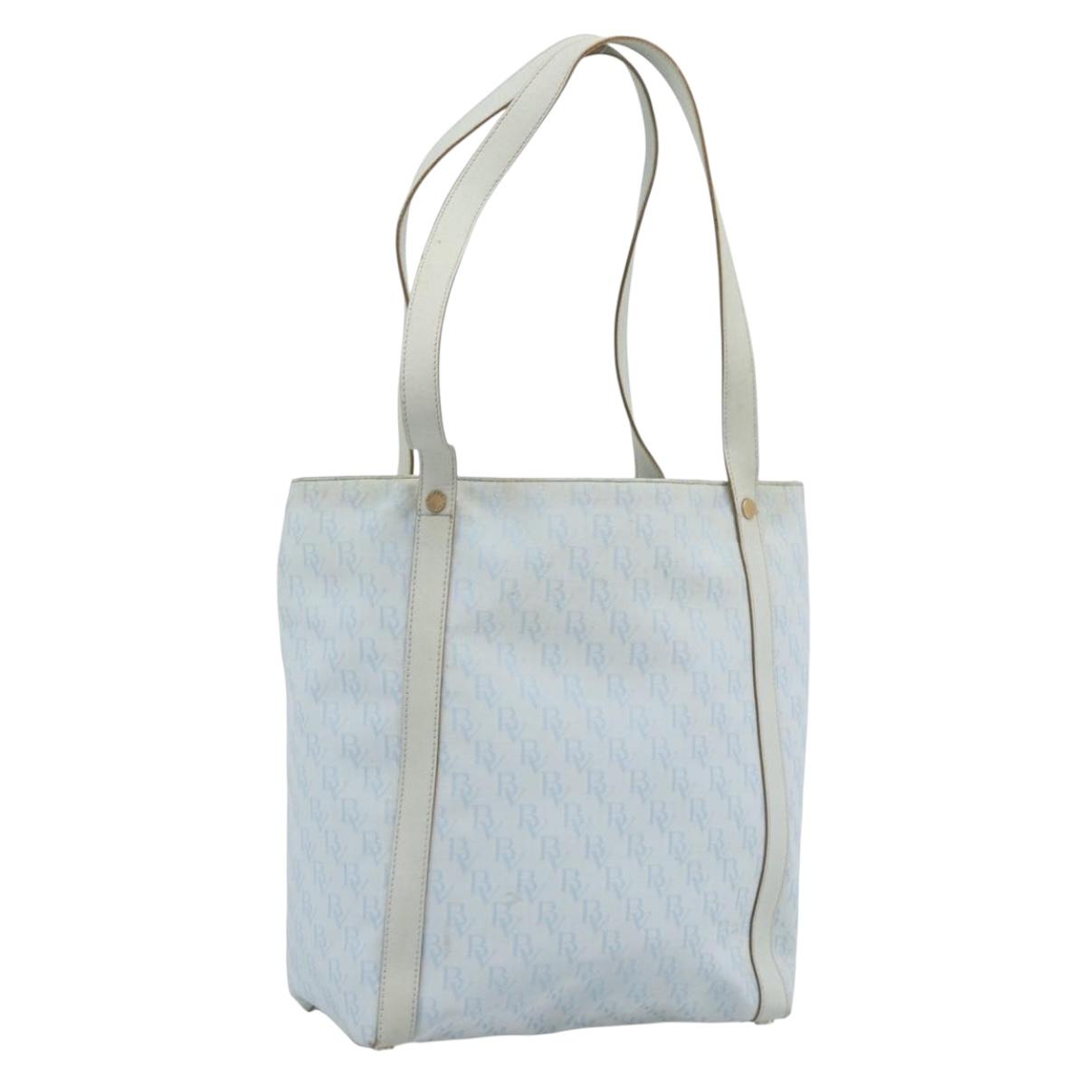 BOTTEGA VENETA Tote Bag Canvas Light Blue Gold Auth bs36249