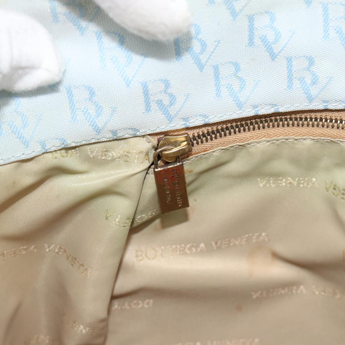 BOTTEGA VENETA Tote Bag Canvas Light Blue Gold Auth bs36249
