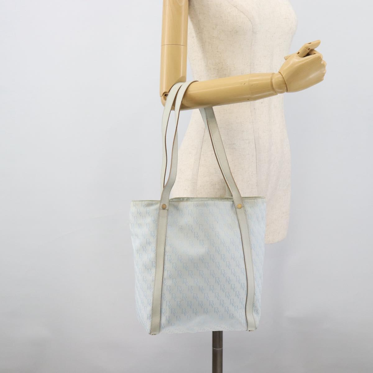BOTTEGA VENETA Tote Bag Canvas Light Blue Gold Auth bs36249