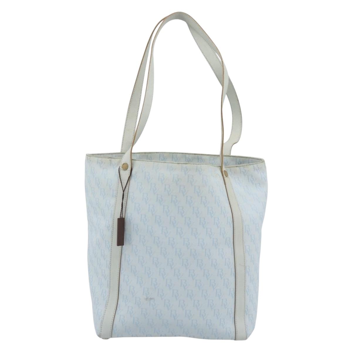 BOTTEGA VENETA Tote Bag Canvas Light Blue Gold Auth bs36249