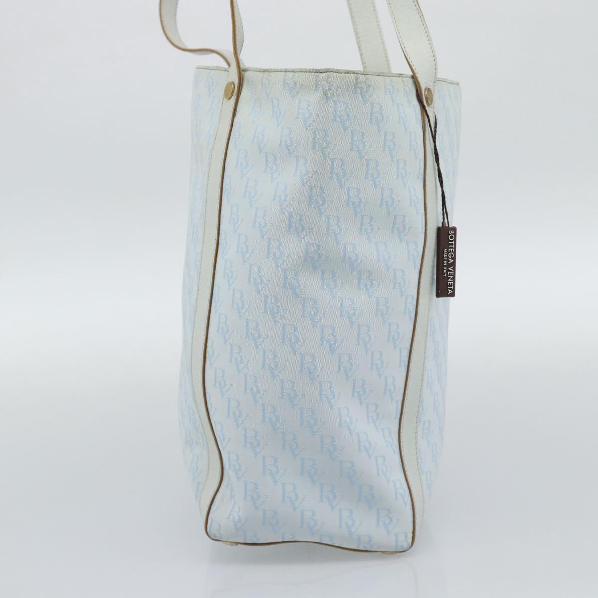 BOTTEGA VENETA Tote Bag Canvas Light Blue Gold Auth bs36249