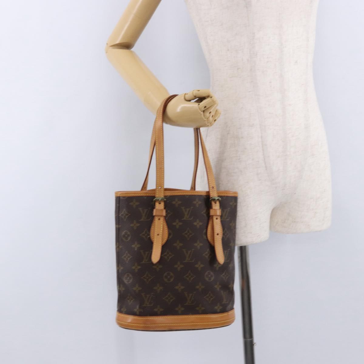 LOUIS VUITTON Monogram Bucket PM Shoulder Bag M42238 LV Auth bs36252